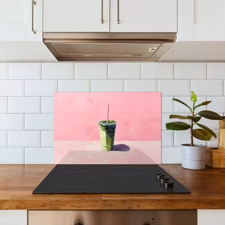 Kitchen splashback for hob - Cup - straw - Minimalist - Green — 3