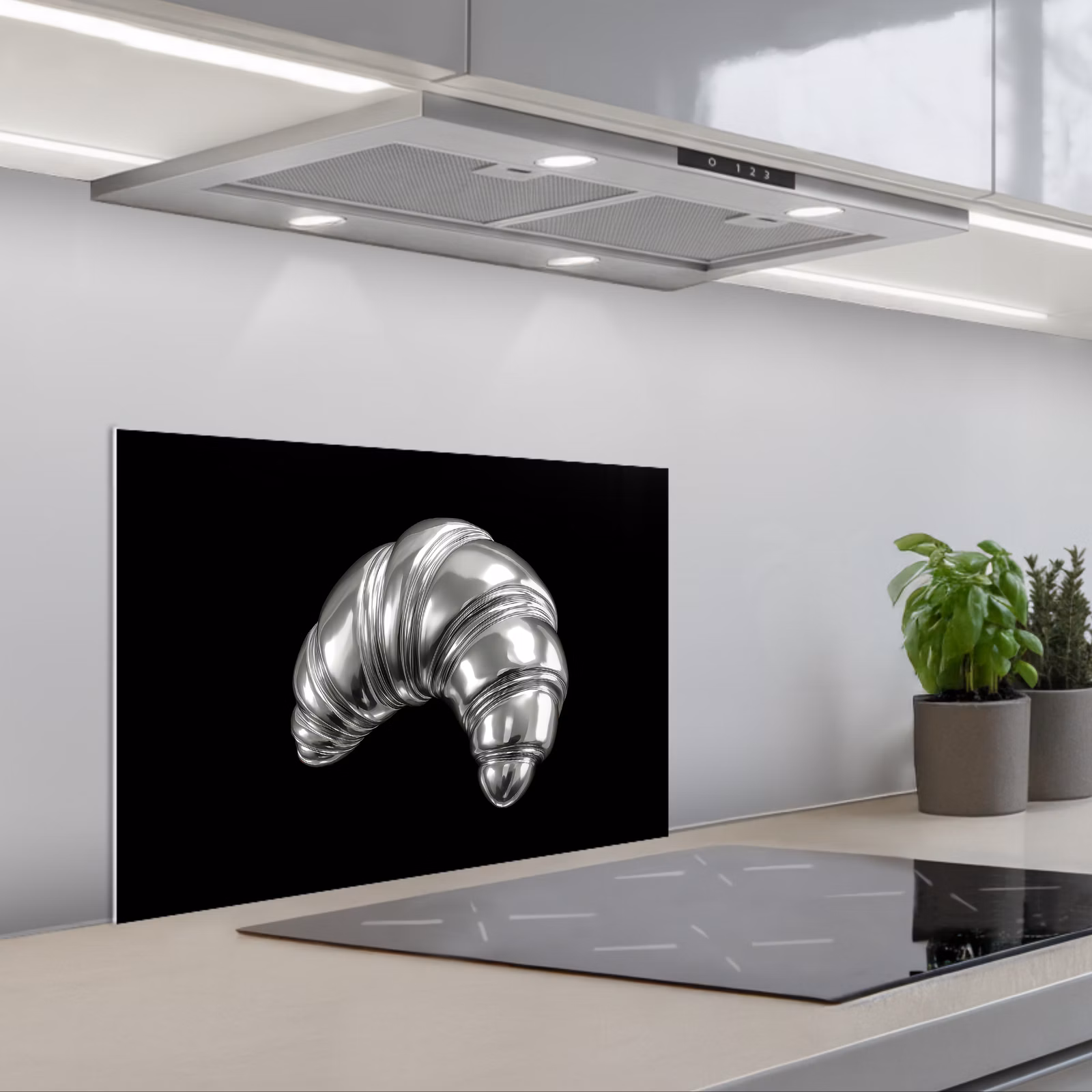 Kitchen splashback for hob - Croissant - Metal - Silver — 1