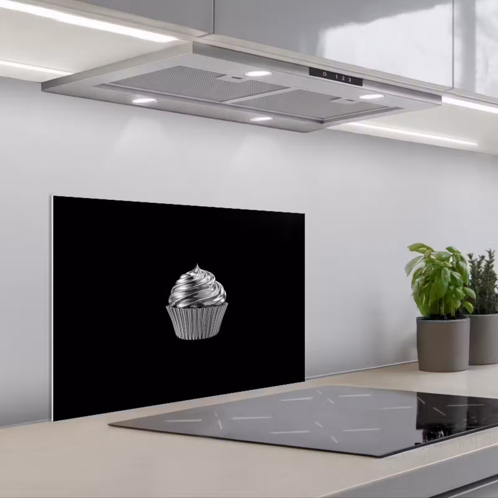 Kitchen splashback for hob - Cupcake - Luxurious - Silver — 1