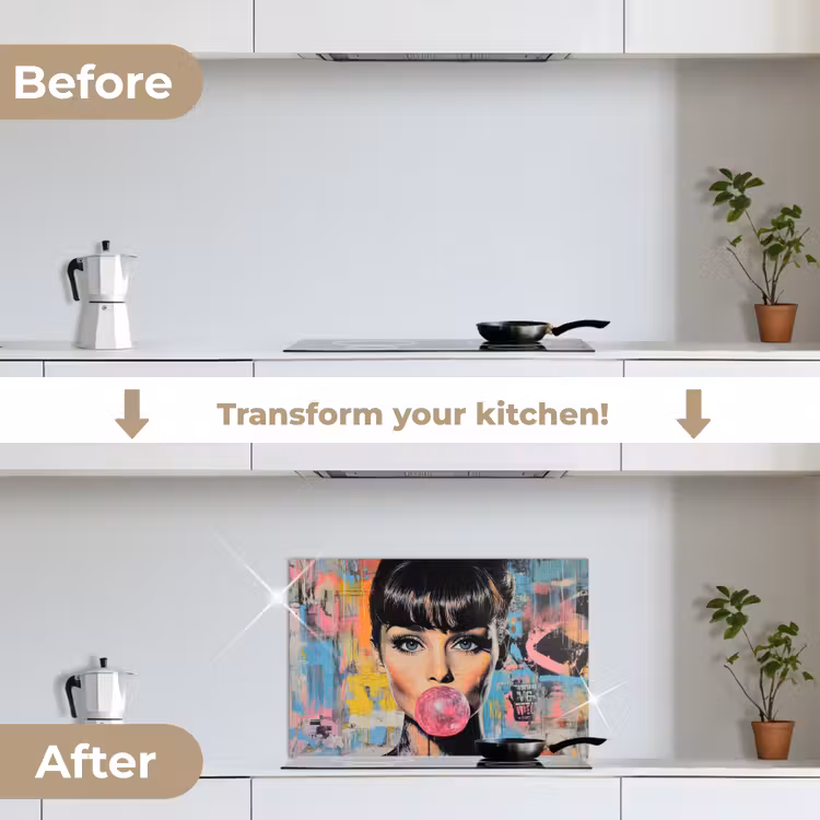 Kitchen splashback for hob - Chewing gum - Woman - Brush strokes - Modern — 7
