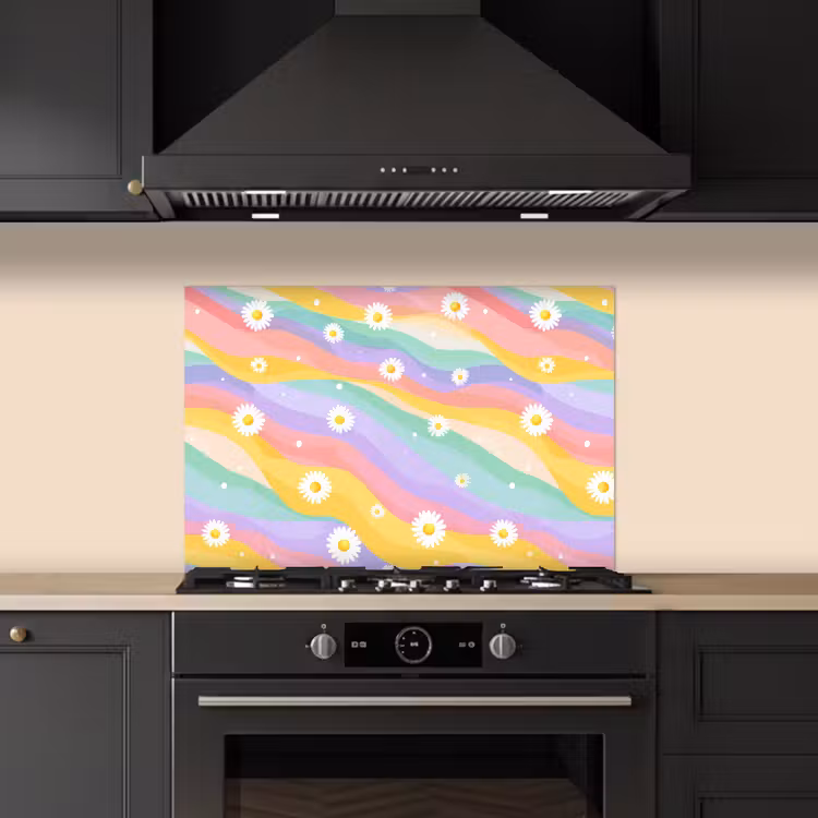 Kitchen splashback for hob - Daisies - Colorful - Pastel — 5