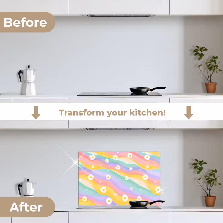 Kitchen splashback for hob - Daisies - Colorful - Pastel — 7