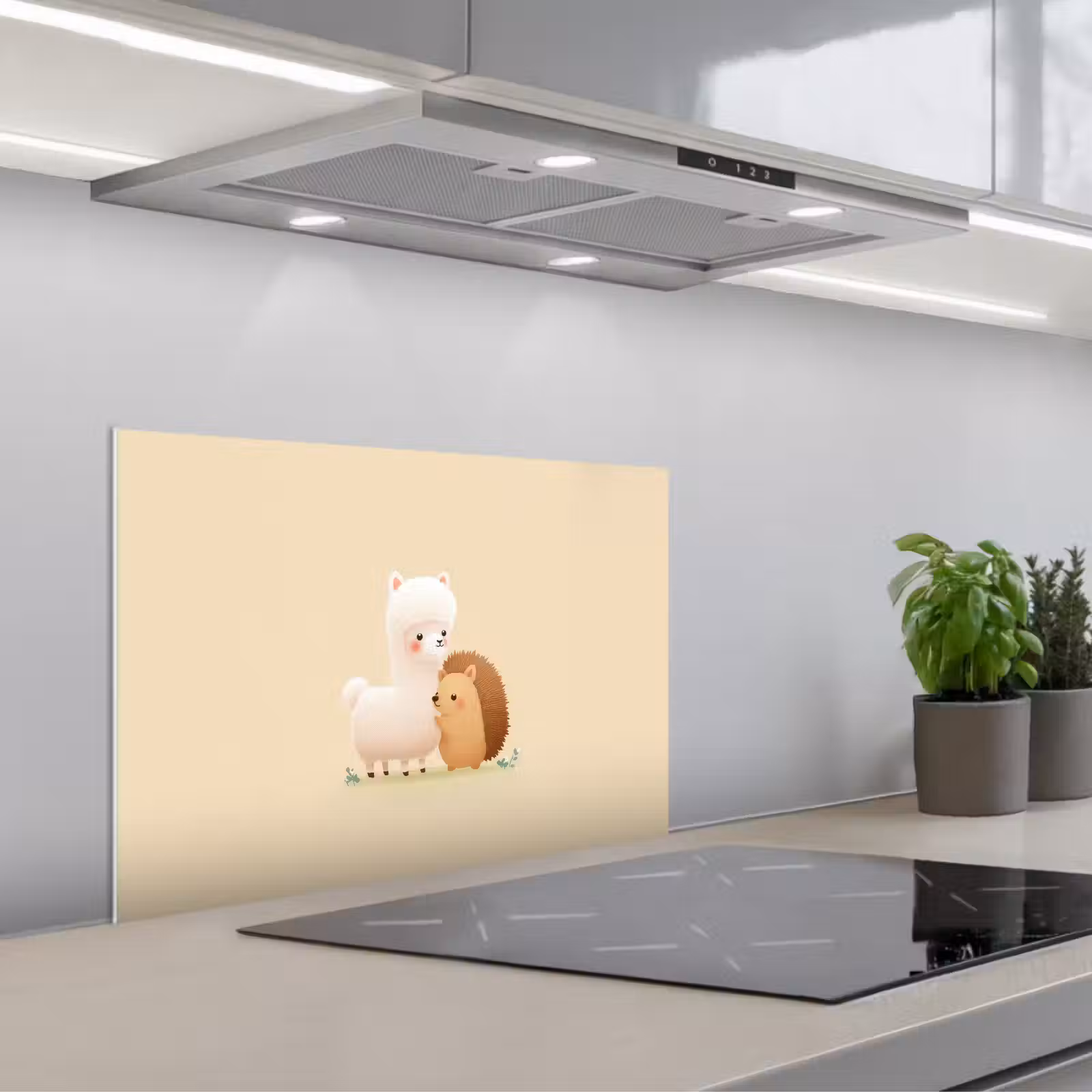 Kitchen splashback for hob - Alpaca - Hedgehog - Brown - Cuddly — 1