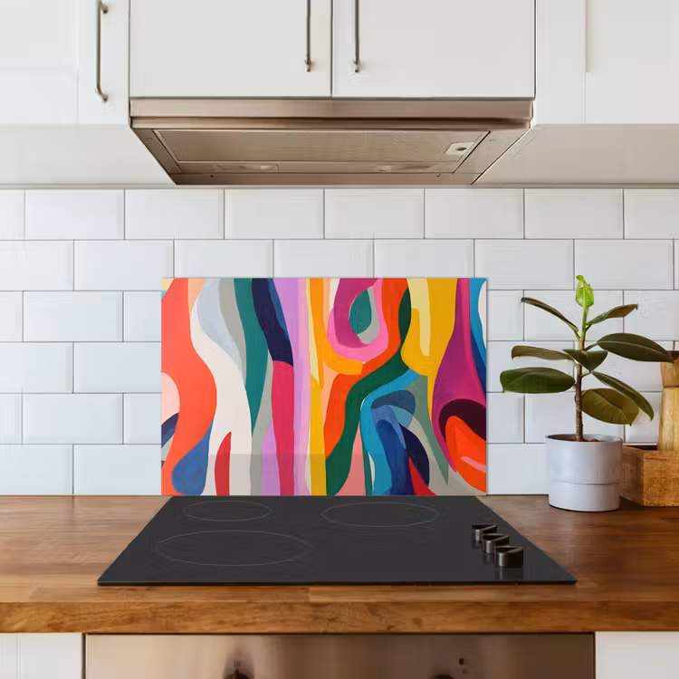 Kitchen splashback for hob - Abstract - Colorful - Waves - Lines — 3