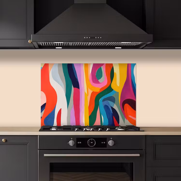 Kitchen splashback for hob - Abstract - Colorful - Waves - Lines — 5