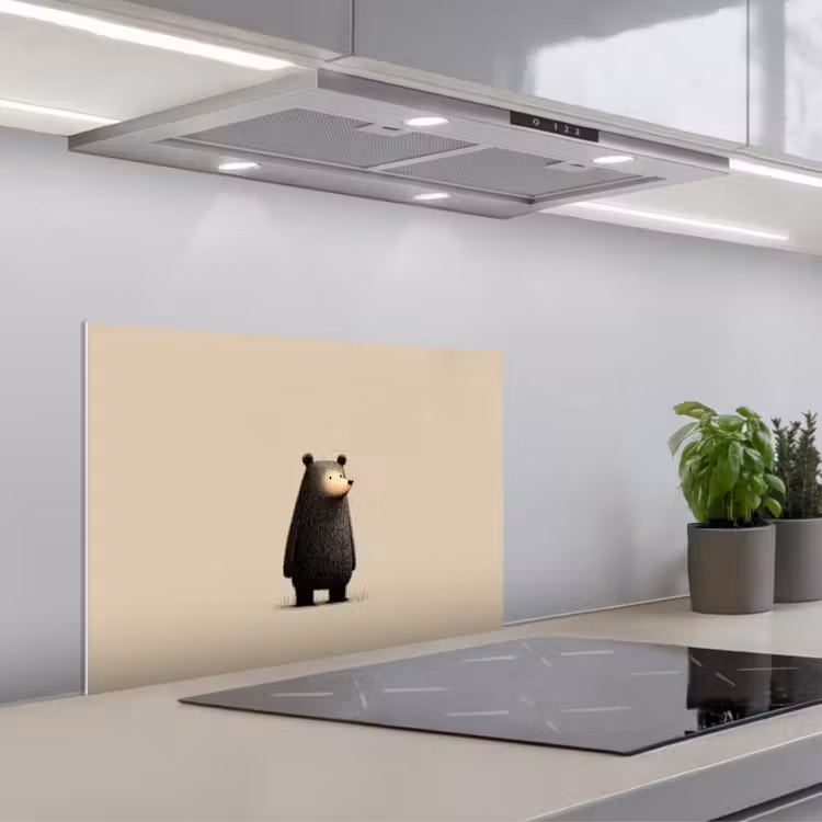 Kitchen splashback for hob - Bear - Dark brown - Minimalist — 1