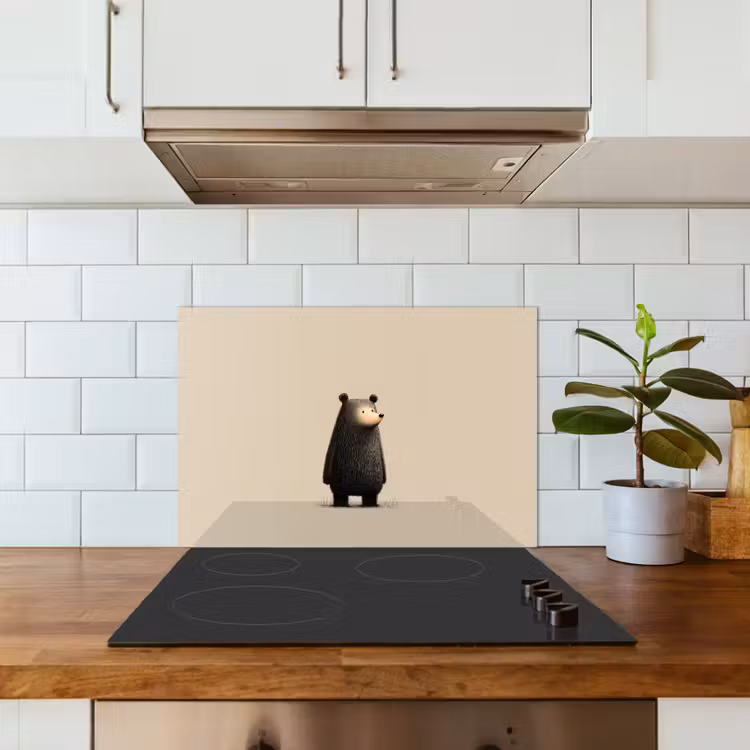 Kitchen splashback for hob - Bear - Dark brown - Minimalist — 3