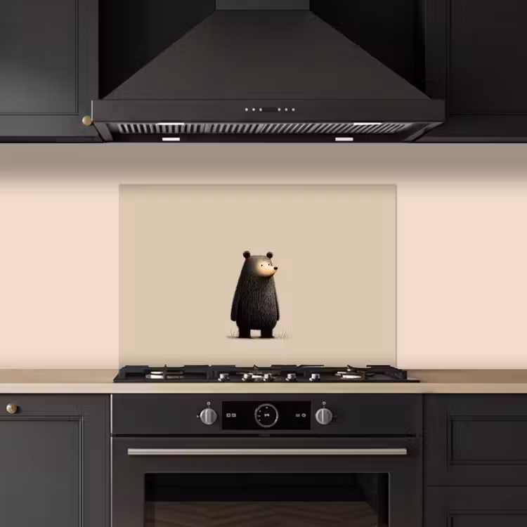 Kitchen splashback for hob - Bear - Dark brown - Minimalist — 5