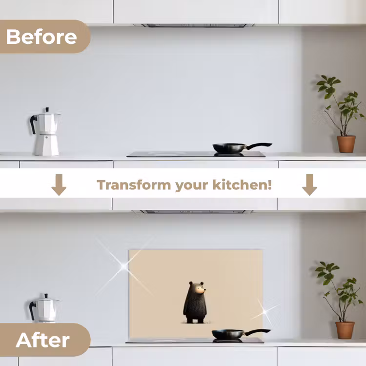 Kitchen splashback for hob - Bear - Dark brown - Minimalist — 7