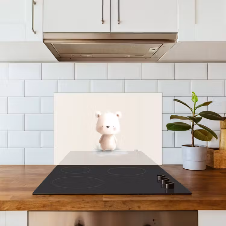 Kitchen splashback for hob - Bear - Snowflake - White - Fluffy — 3