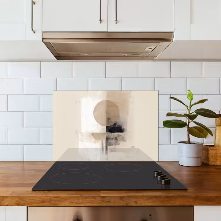 Kitchen splashback for hob - Circle - Composition - Depth - Beige — 3