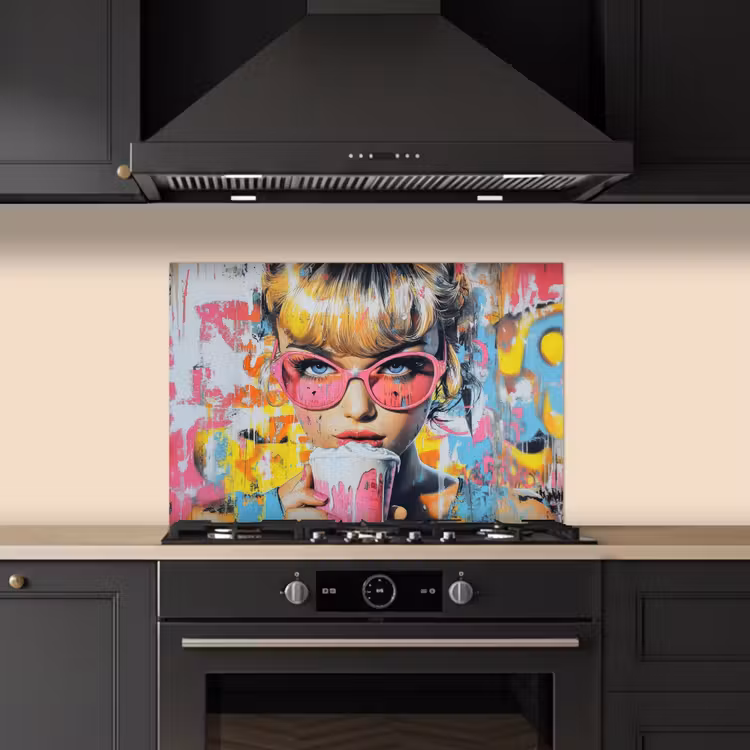 Kitchen splashback for hob - Expressive - Milkshake - Woman - Bright colors — 5