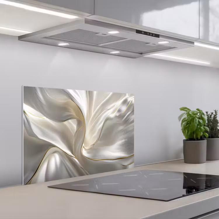 Kitchen splashback for hob - Fabric - Pleats - Gold — 1