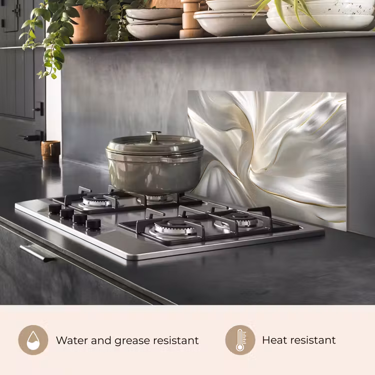 Kitchen splashback for hob - Fabric - Pleats - Gold — 2
