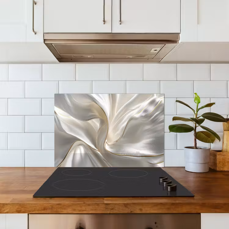 Kitchen splashback for hob - Fabric - Pleats - Gold — 3