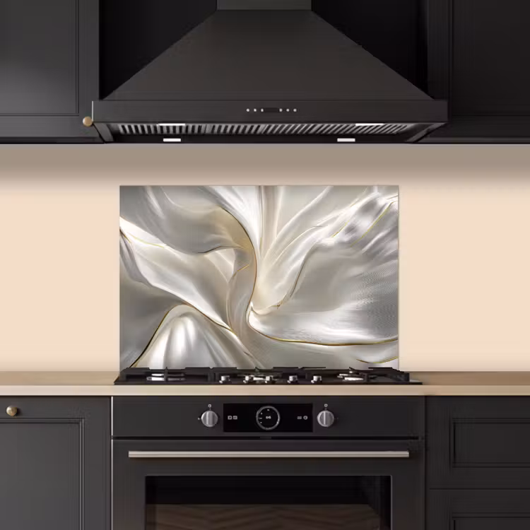 Kitchen splashback for hob - Fabric - Pleats - Gold — 5