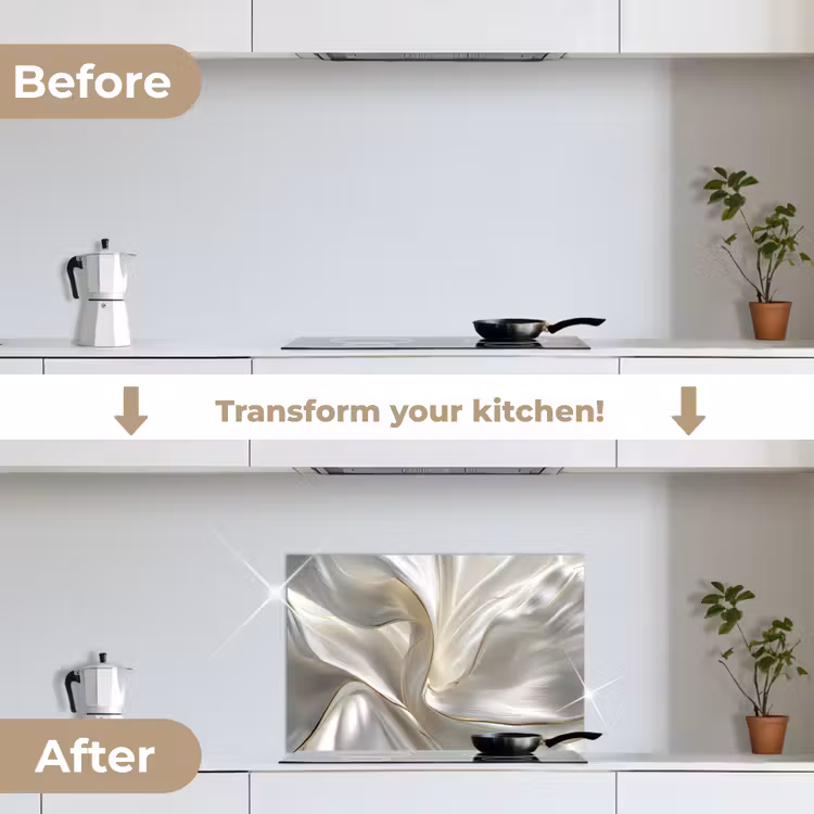 Kitchen splashback for hob - Fabric - Pleats - Gold — 7