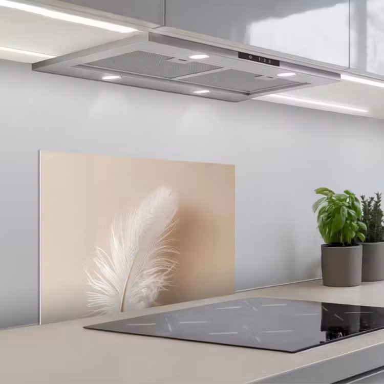 Kitchen splashback for hob - Feather - Minimalist - Pink — 1