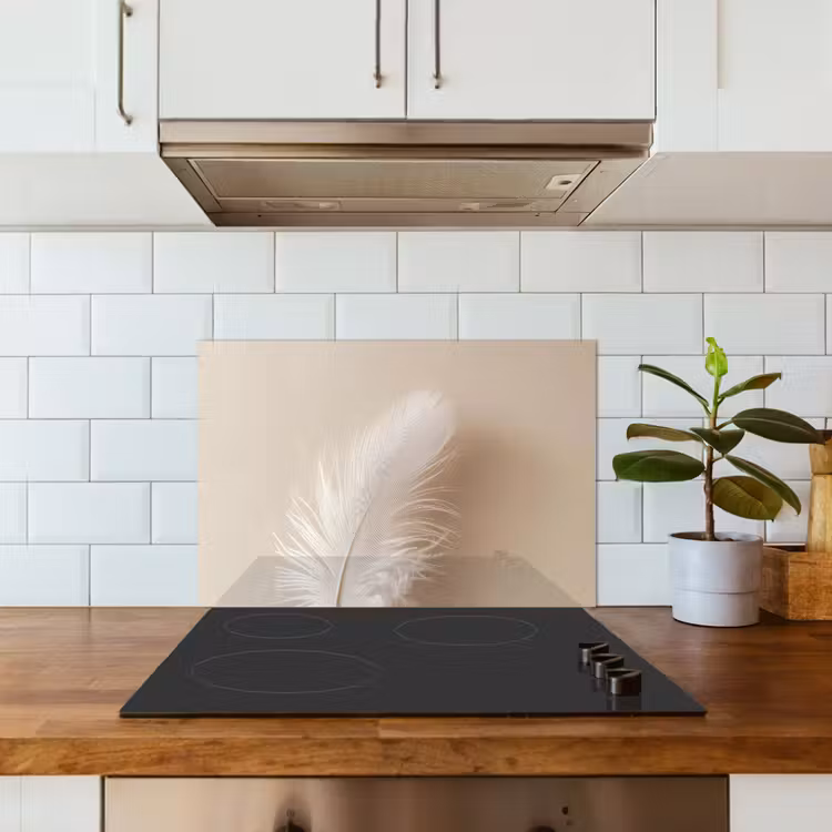 Kitchen splashback for hob - Feather - Minimalist - Pink — 3