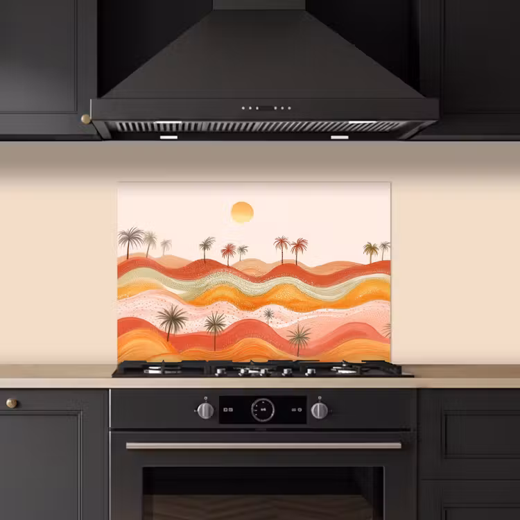 Kitchen splashback for hob - Abstract landscape - Palm trees - Colorful — 5