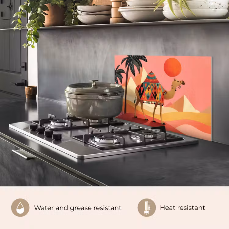Kitchen splashback for hob - Camel - Pyramids - Red sun — 2