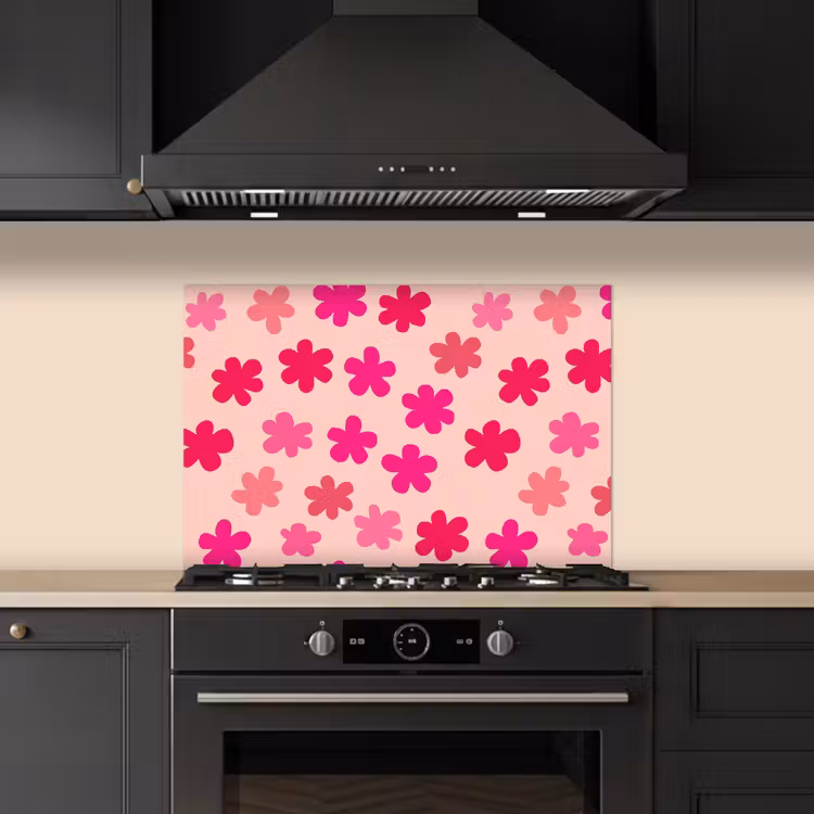 Kitchen splashback for hob - Flowers - Pattern - Pink — 5