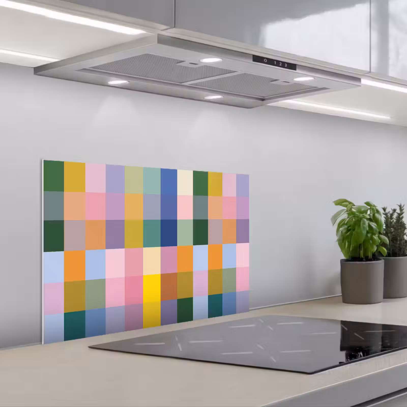 Kitchen splashback for hob - Blocks - Square - Patterned - Colored — 1