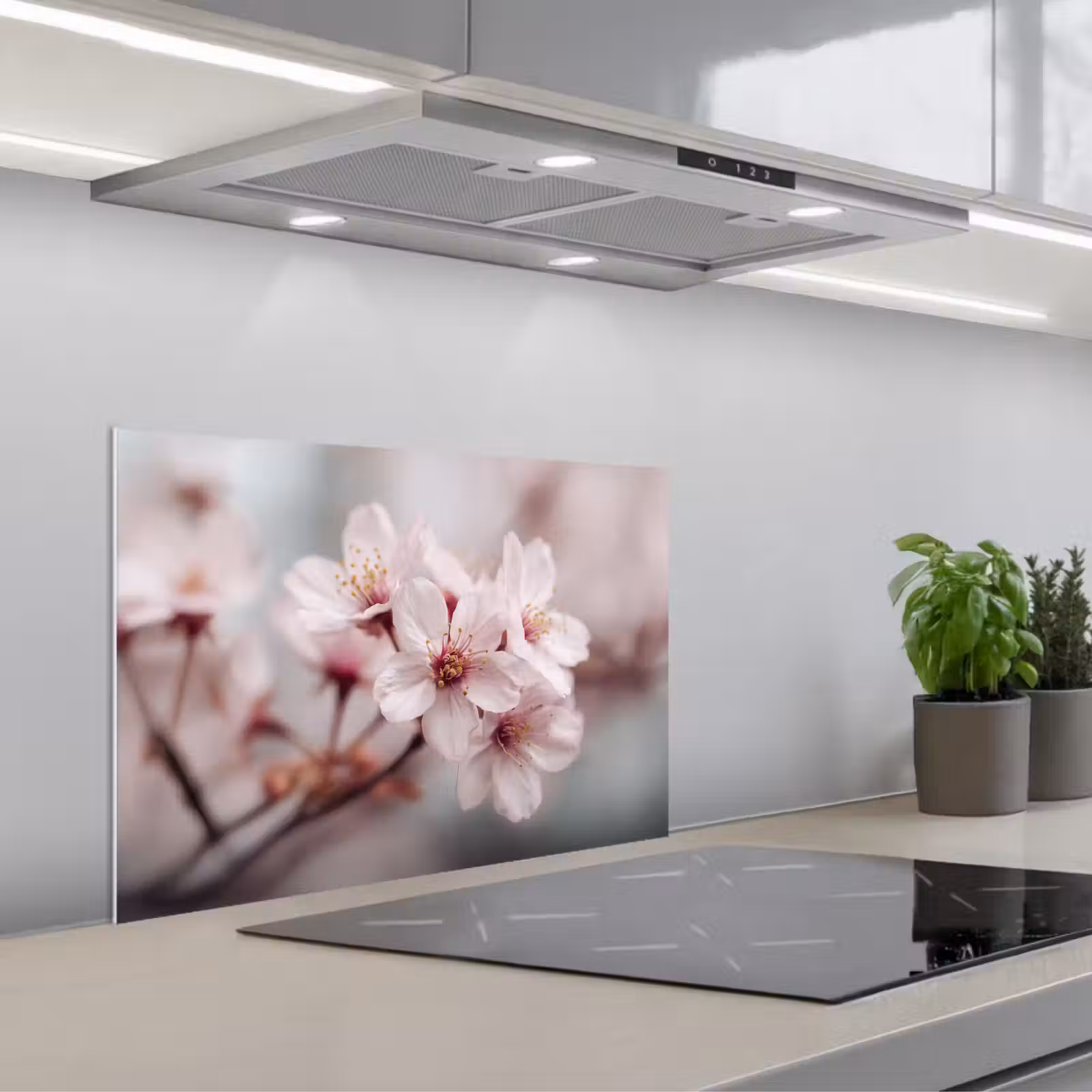 Kitchen splashback for hob - Blossoms - Stamen - Yellow - Blurred — 1