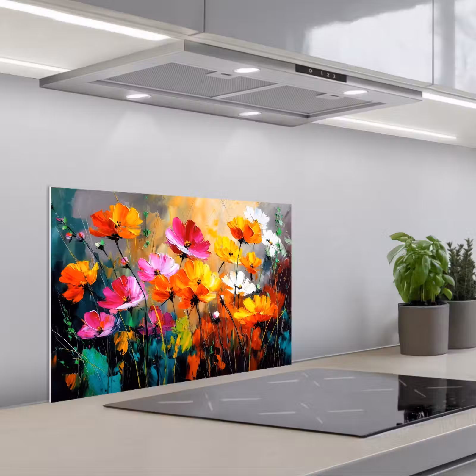 Kitchen splashback for hob - Brightly colored - Petals - Abstract — 1