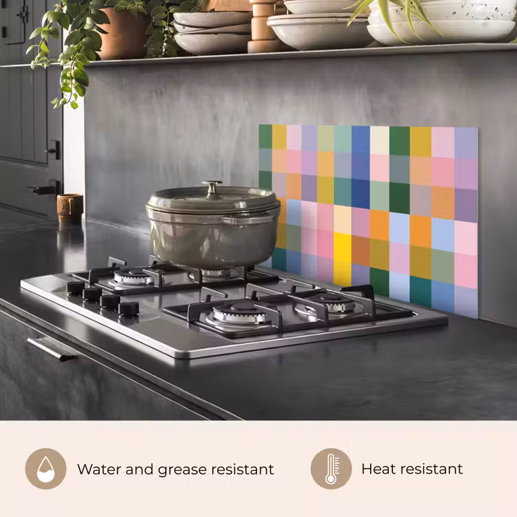 Kitchen splashback for hob - Blocks - Square - Patterned - Colored — 2