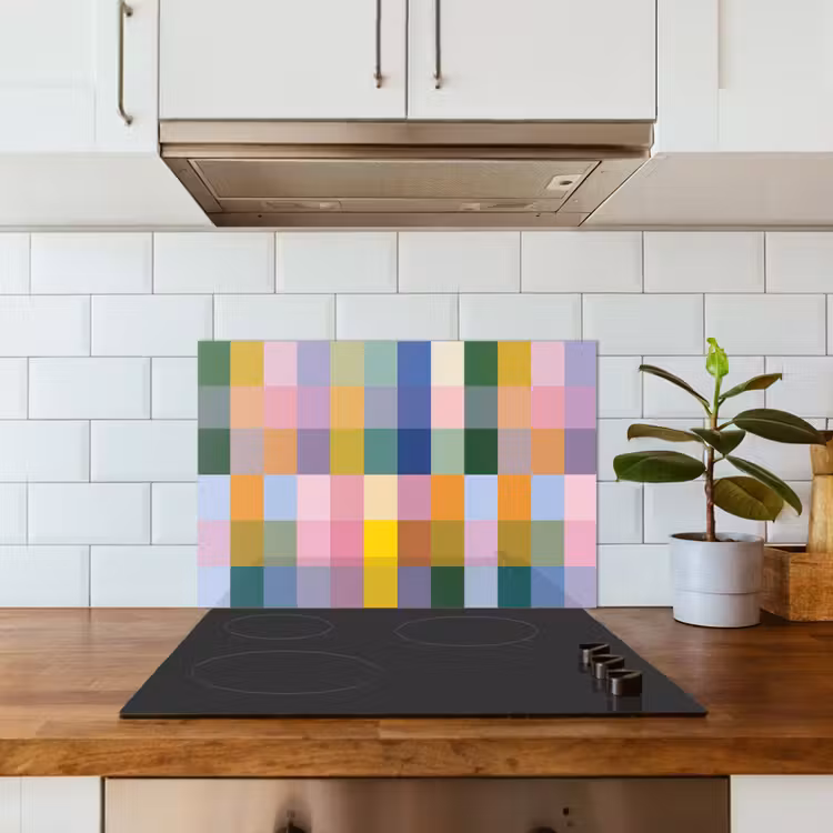 Kitchen splashback for hob - Blocks - Square - Patterned - Colored — 3