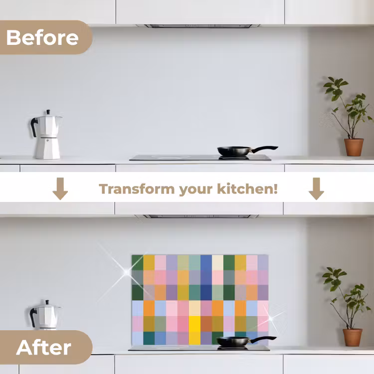Kitchen splashback for hob - Blocks - Square - Patterned - Colored — 7