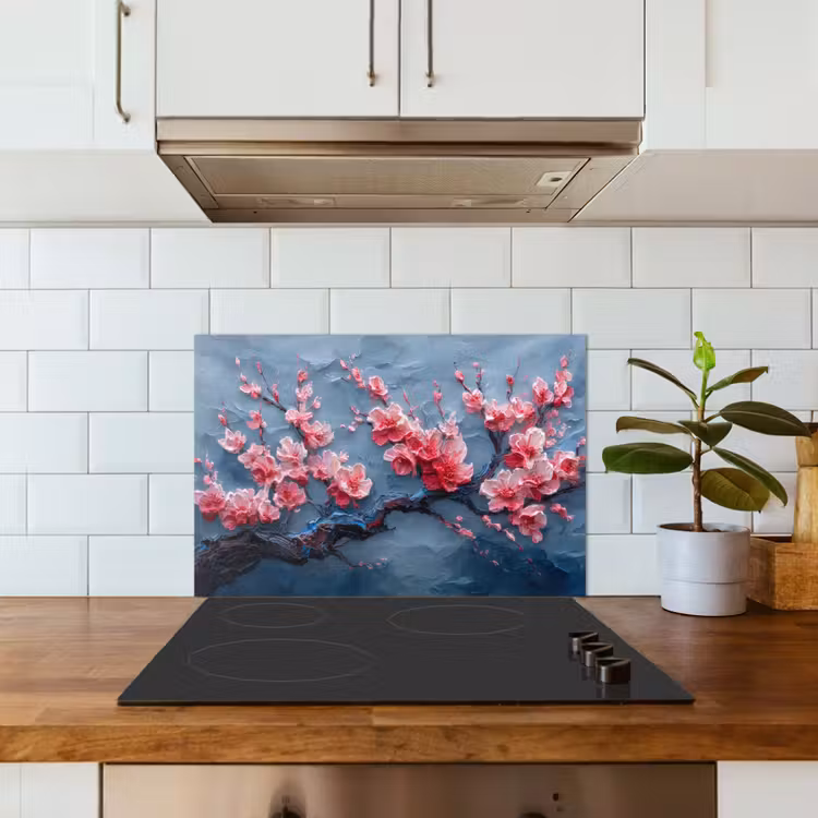 Kitchen splashback for hob - Blossom - Flower - Pink - Branch — 3