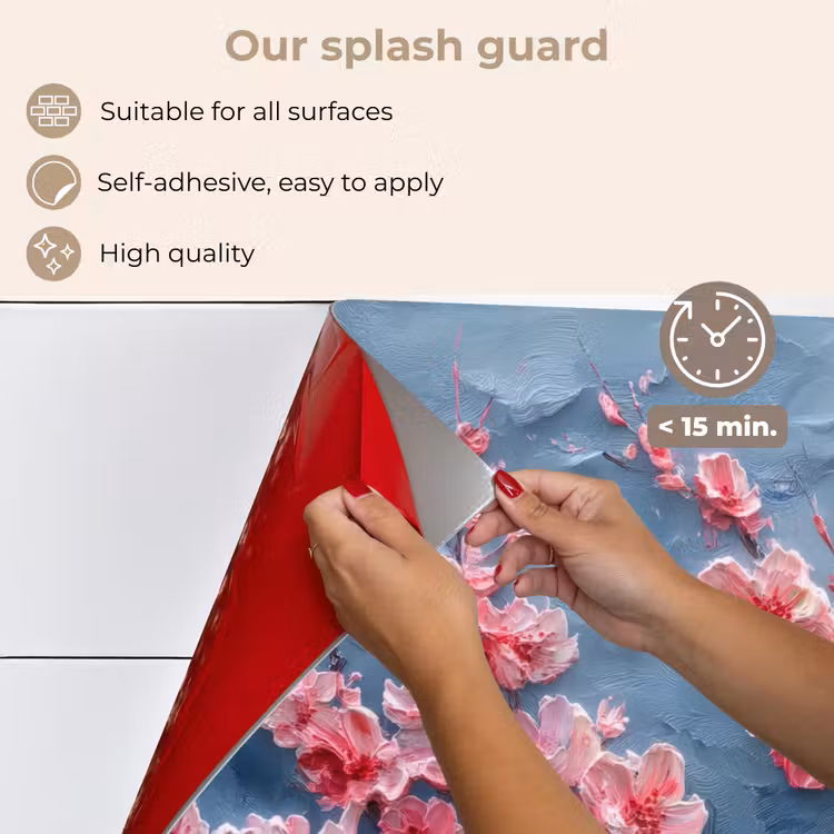 Kitchen splashback for hob - Blossom - Flower - Pink - Branch — 4
