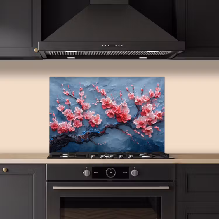 Kitchen splashback for hob - Blossom - Flower - Pink - Branch — 5
