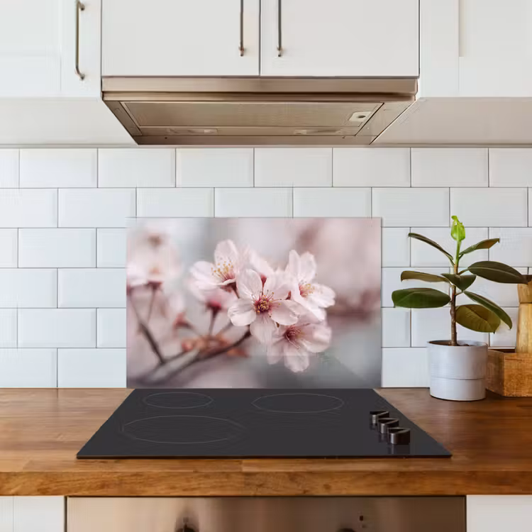 Kitchen splashback for hob - Blossoms - Stamen - Yellow - Blurred — 3