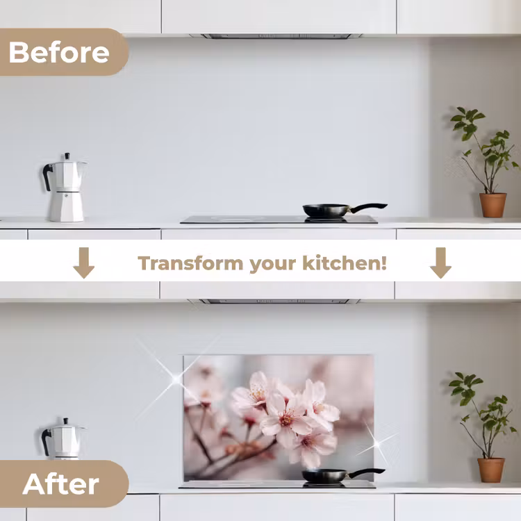 Kitchen splashback for hob - Blossoms - Stamen - Yellow - Blurred — 7