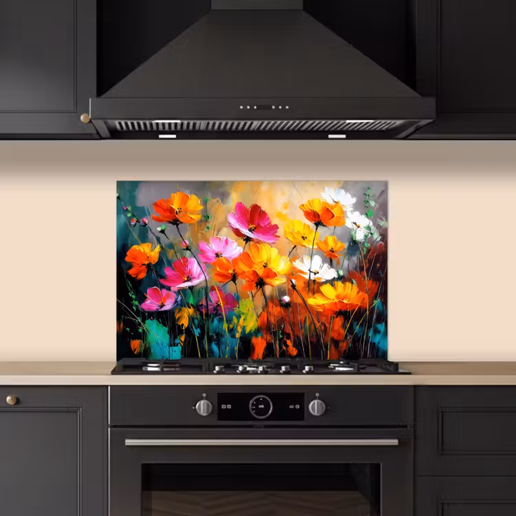 Kitchen splashback for hob - Brightly colored - Petals - Abstract — 5