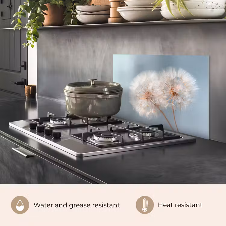 Kitchen splashback for hob - Dandelions - Fluffy - White — 2