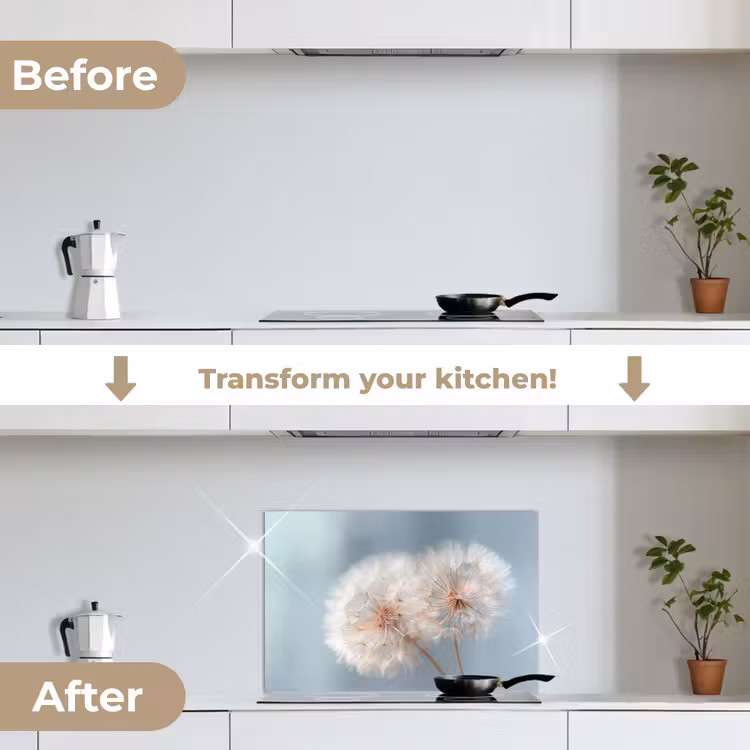Kitchen splashback for hob - Dandelions - Fluffy - White — 7