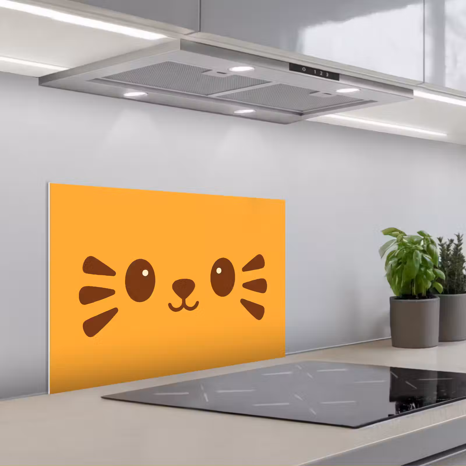 Kitchen splashback for hob - Cat - Simplistic - Orange - Cheerful — 1