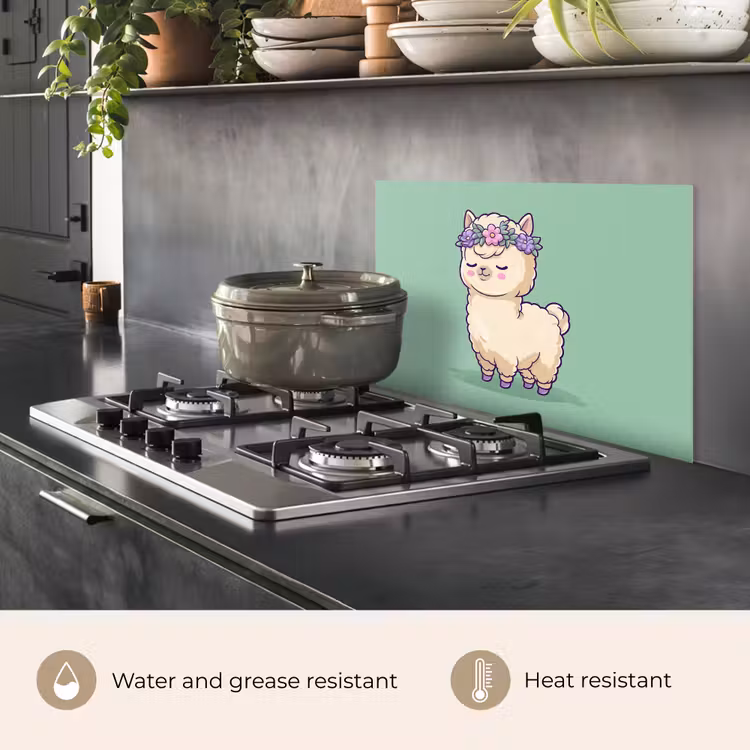 Kitchen splashback for hob - Alpaca - Green - Flower Diadem — 2