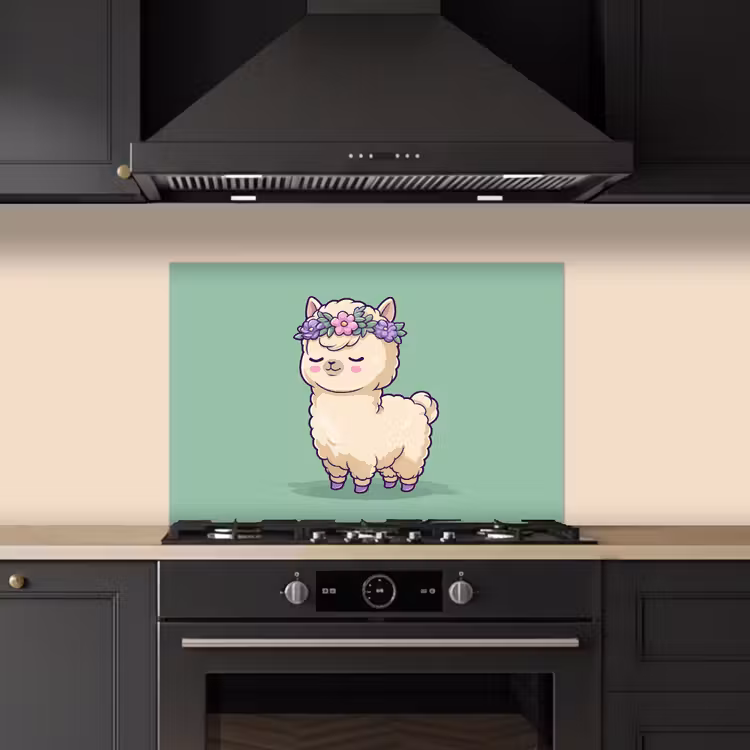 Kitchen splashback for hob - Alpaca - Green - Flower Diadem — 5