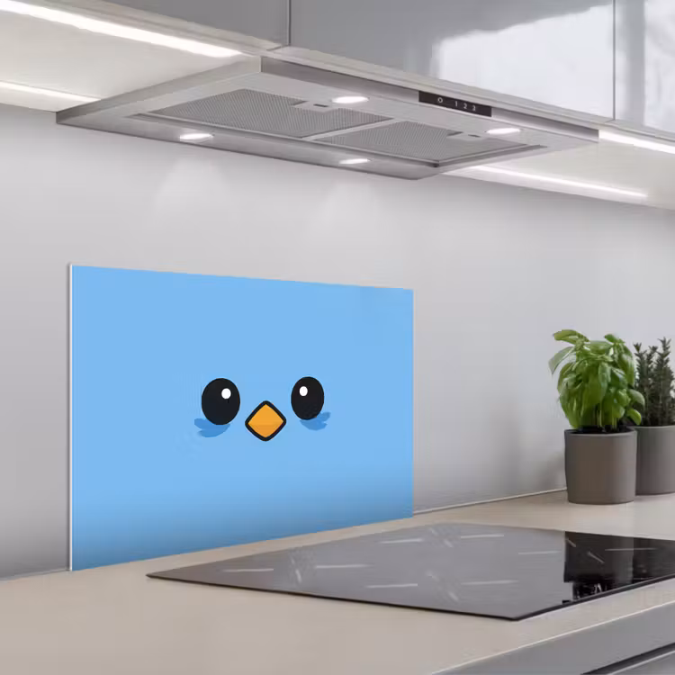 Kitchen splashback for hob - Bird - Blue - Simple — 1