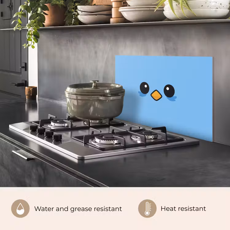 Kitchen splashback for hob - Bird - Blue - Simple — 2