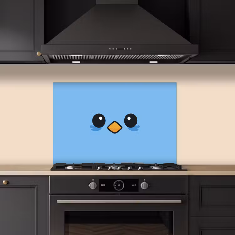 Kitchen splashback for hob - Bird - Blue - Simple — 5