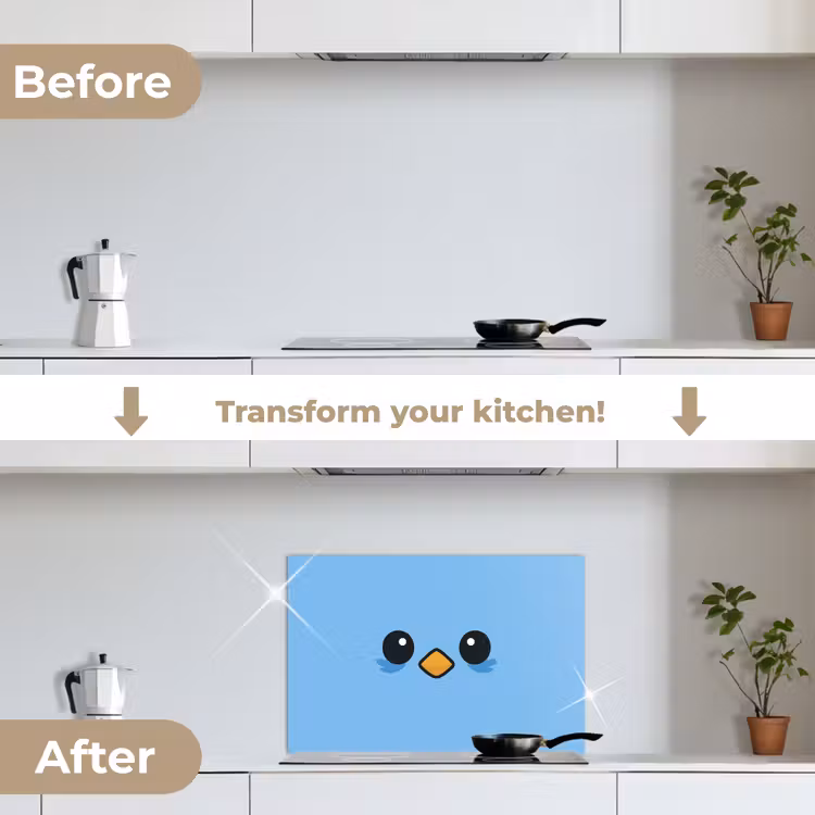 Kitchen splashback for hob - Bird - Blue - Simple — 7