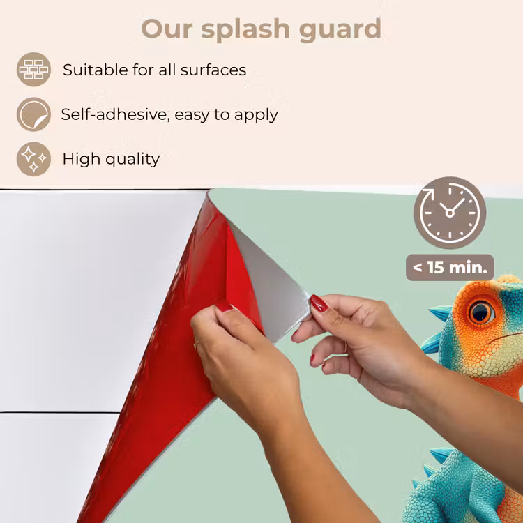 Kitchen splashback for hob - Cartoon - Dino - Orange - Skittles — 4