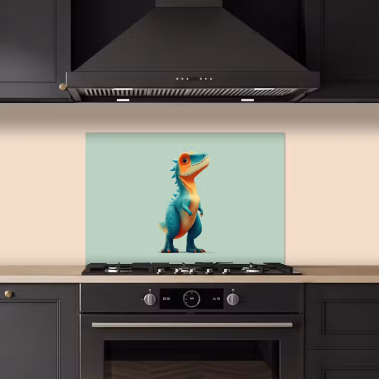 Kitchen splashback for hob - Cartoon - Dino - Orange - Skittles — 5