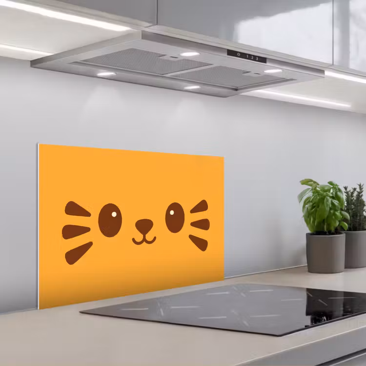 Kitchen splashback for hob - Cat - Simplistic - Orange - Cheerful — 1